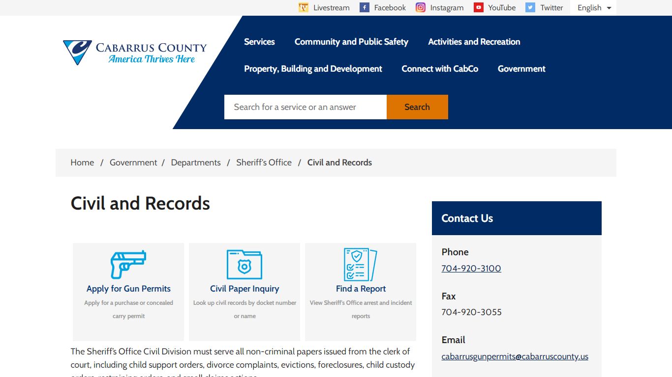 Records and Civil - Cabarrus County